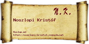 Noszlopi Kristóf névjegykártya