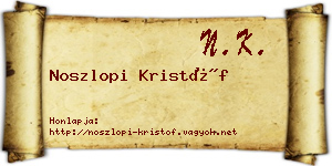 Noszlopi Kristóf névjegykártya